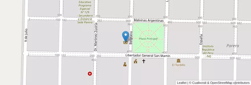 Mapa de ubicacion de Agencia Parera Banco La Pampa en アルゼンチン, ラ・パンパ州, Departamento Rancul, Municipio De Parera.