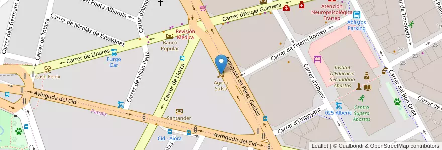 Mapa de ubicacion de Agora Salsa en İspanya, Comunitat Valenciana, València / Valencia, Comarca De València, València.