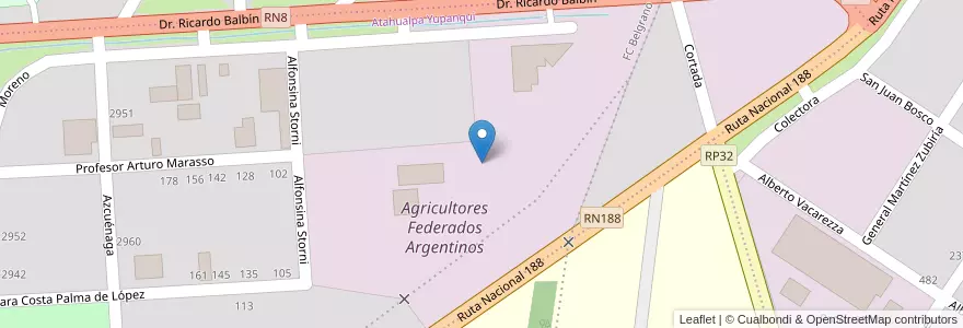 Mapa de ubicacion de Agricultores Federados Argentinos en アルゼンチン, ブエノスアイレス州, Partido De Pergamino.