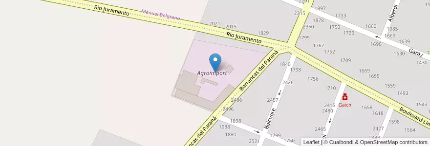 Mapa de ubicacion de Agroimport en Arjantin, Buenos Aires, Partido De Pergamino.