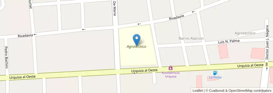 Mapa de ubicacion de Agrotecnico en Argentinië, Entre Ríos, Departamento Gualeguaychú, Gualeguaychú, Gualeguaychú, Distrito Costa Uruguay Sur.