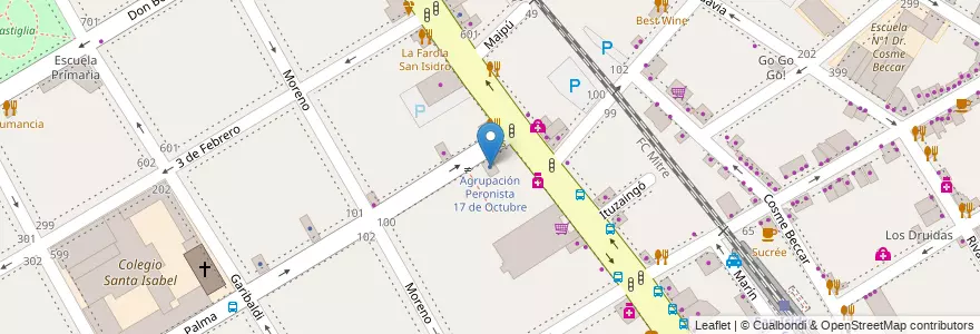 Mapa de ubicacion de Agrupación Peronista 17 de Octubre en アルゼンチン, ブエノスアイレス州, Partido De San Isidro, San Isidro.