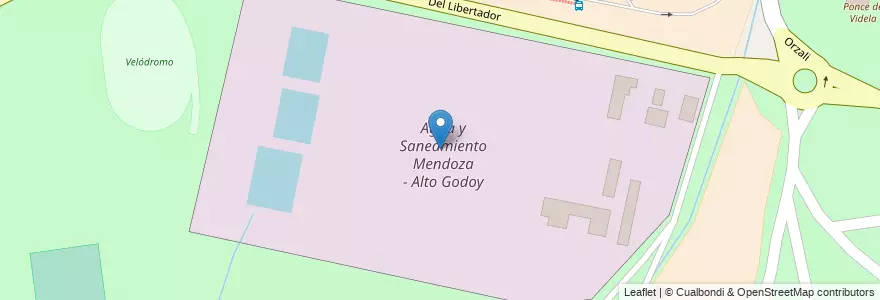 Mapa de ubicacion de Agua y Saneamiento Mendoza - Alto Godoy en Argentina, Chile, Mendoza, Departamento Capital, Sección 9ª Parque General San Martín, Ciudad De Mendoza.