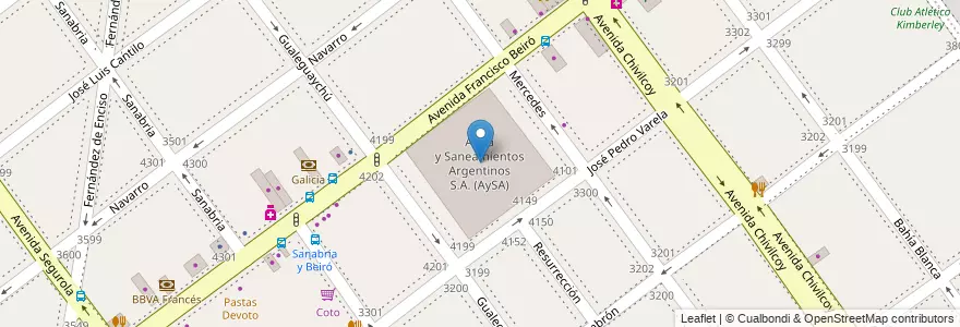 Mapa de ubicacion de Agua y Saneamientos Argentinos S.A. (AySA), Villa Devoto en آرژانتین, Ciudad Autónoma De Buenos Aires, Buenos Aires, Comuna 11.