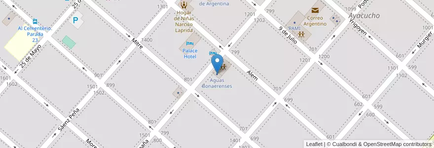 Mapa de ubicacion de Aguas Bonaerenses en Argentina, Buenos Aires, Partido De Ayacucho, Ayacucho.