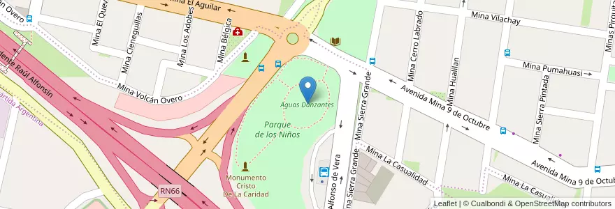 Mapa de ubicacion de Aguas Danzantes en Arjantin, Jujuy, Departamento Palpalá, Municipio De Palpalá.