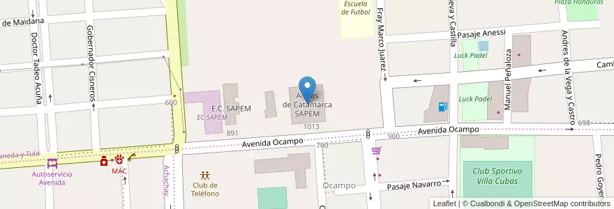 Mapa de ubicacion de Aguas de Catamarca SAPEM en 阿根廷, Catamarca, Departamento Capital, Municipio De San Fernando Del Valle De Catamarca, San Fernando Del Valle De Catamarca.