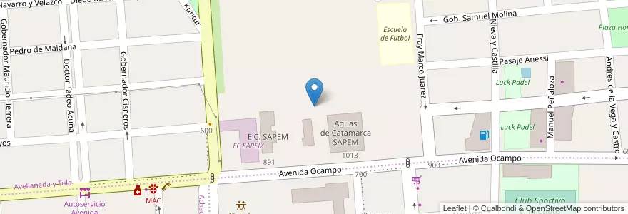 Mapa de ubicacion de Aguas de Catamarca Sapen en Arjantin, Catamarca, Departamento Capital, Municipio De San Fernando Del Valle De Catamarca, San Fernando Del Valle De Catamarca.
