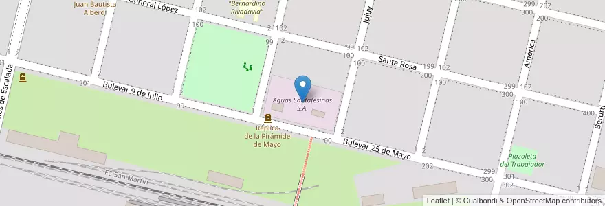 Mapa de ubicacion de Aguas Santafesinas S.A. en الأرجنتين, سانتا في, Departamento General López, Municipio De Rufino.