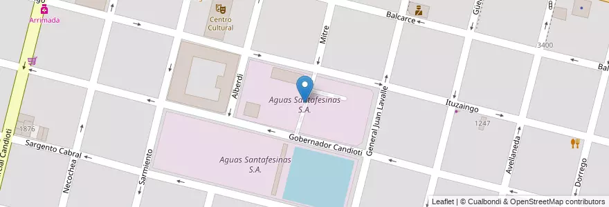 Mapa de ubicacion de Aguas Santafesinas S.A. en Argentine, Santa Fe, Departamento La Capital, Santa Fe Capital, Santa Fe.