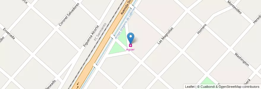 Mapa de ubicacion de Aguer en Arjantin, Buenos Aires, Partido De Merlo, Mariano Acosta.