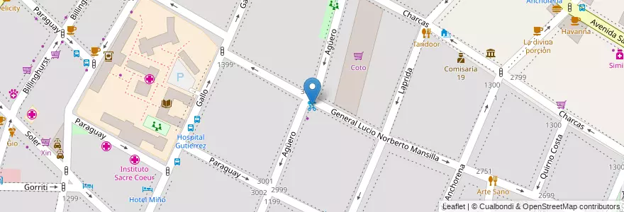 Mapa de ubicacion de Agüero, Recoleta en الأرجنتين, Ciudad Autónoma De Buenos Aires, Comuna 2, Buenos Aires.