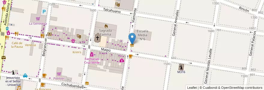 Mapa de ubicacion de Ahiara en 아르헨티나, 부에노스아이레스주, Partido De Lomas De Zamora, Banfield.
