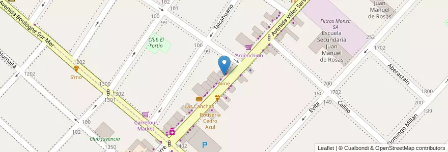 Mapa de ubicacion de Aime en Arjantin, Buenos Aires, Partido De La Matanza, Villa Madero.