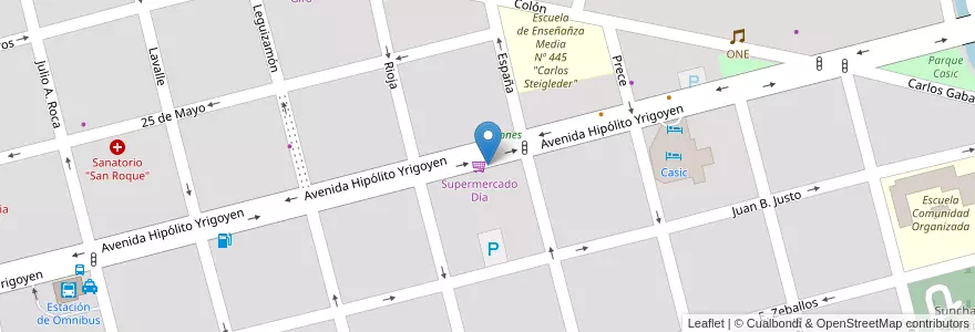 Mapa de ubicacion de Airasca en Argentinien, Santa Fe, Departamento Castellanos, Municipio De Sunchales.