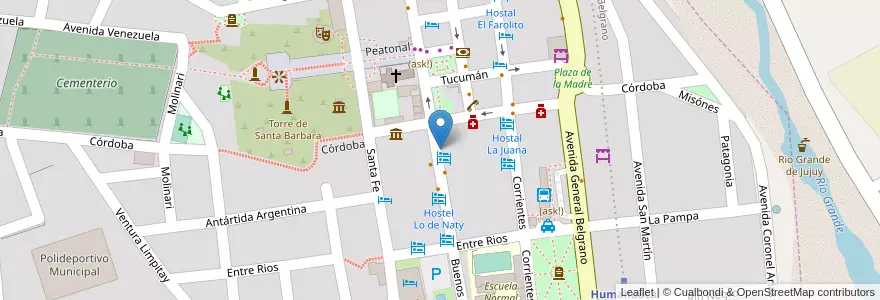 Mapa de ubicacion de Aisito en 아르헨티나, Jujuy, Departamento Humahuaca, Municipio De Humahuaca, Humahuaca.