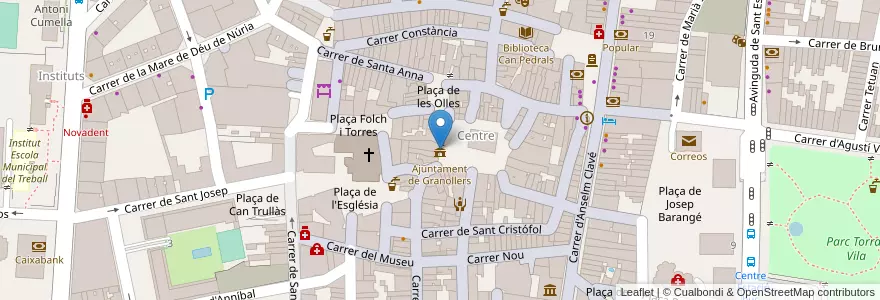 Mapa de ubicacion de Ajuntament de Granollers en Espanha, Catalunha, Barcelona, Vallès Oriental, Granollers.