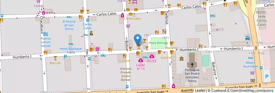 Mapa de ubicacion de Akwaba Club, San Telmo en Argentinië, Ciudad Autónoma De Buenos Aires, Comuna 1, Buenos Aires.
