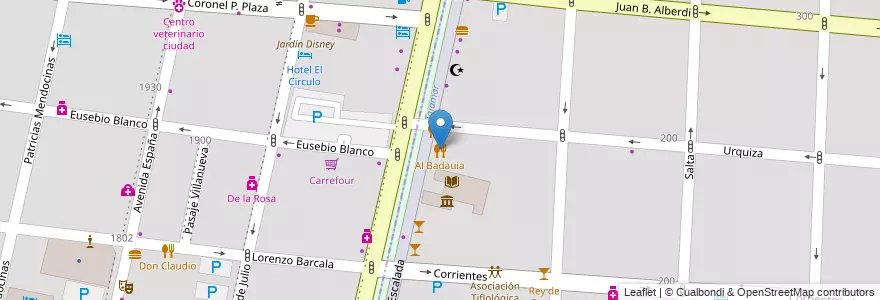 Mapa de ubicacion de Al Badauia en Argentina, Cile, Mendoza, Departamento Capital, Ciudad De Mendoza, Sección 3ª Parque O'Higgins.
