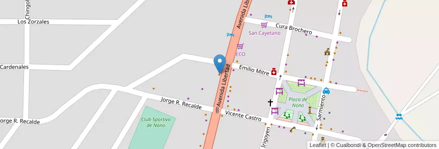 Mapa de ubicacion de Al Dente en アルゼンチン, コルドバ州, Departamento San Alberto, Municipio De Nono, Pedanía Nono, Nono.