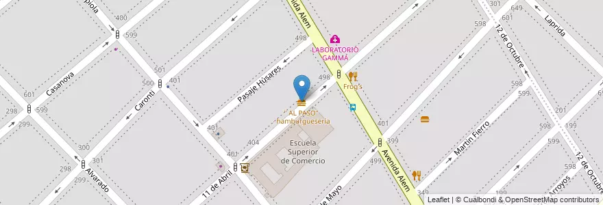 Mapa de ubicacion de " AL PASO" - hamburguesería en الأرجنتين, بوينس آيرس, Partido De Bahía Blanca, باهيا بلانكا.