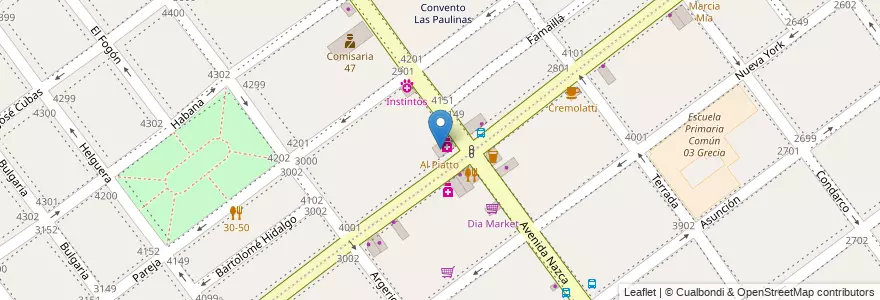 Mapa de ubicacion de Al Piatto, Villa Pueyrredon en 아르헨티나, Ciudad Autónoma De Buenos Aires, Comuna 12, 부에노스아이레스.