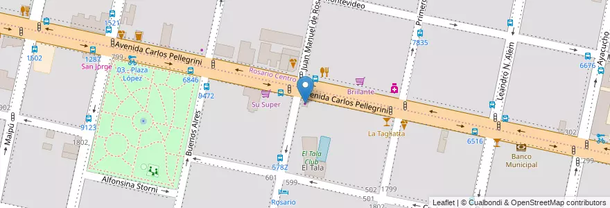 Mapa de ubicacion de Al Vino, Vino en アルゼンチン, サンタフェ州, Departamento Rosario, Municipio De Rosario, ロサリオ.