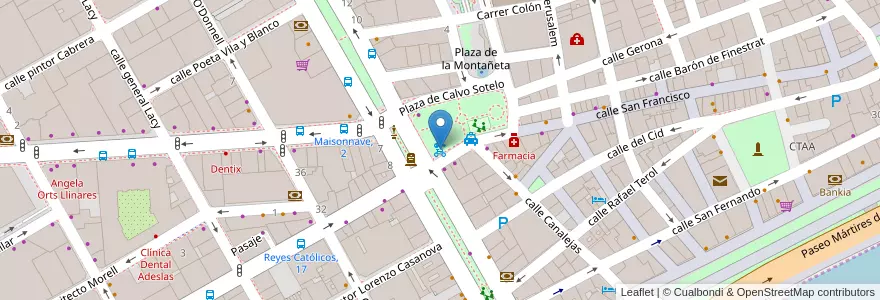 Mapa de ubicacion de Alabici 5 - Plaza de Calvo Sotelo en スペイン, バレンシア州, Alacant / Alicante, L'Alacantí, Alacant / Alicante.