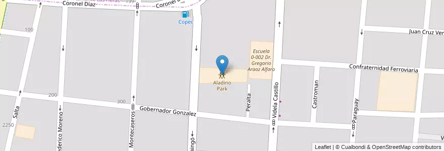 Mapa de ubicacion de Aladino Park en 阿根廷, 智利, Mendoza, Departamento Capital, Ciudad De Mendoza.