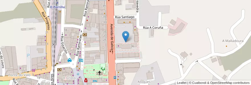 Mapa de ubicacion de Alameda en Espanha, Galiza, Pontevedra, Vigo, O Porriño.