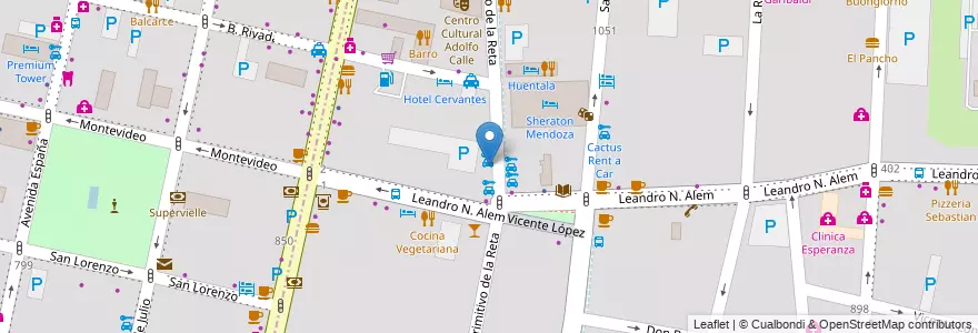 Mapa de ubicacion de Alamo en الأرجنتين, تشيلي, Mendoza, Departamento Capital, Ciudad De Mendoza, Sección 3ª Parque O'Higgins.