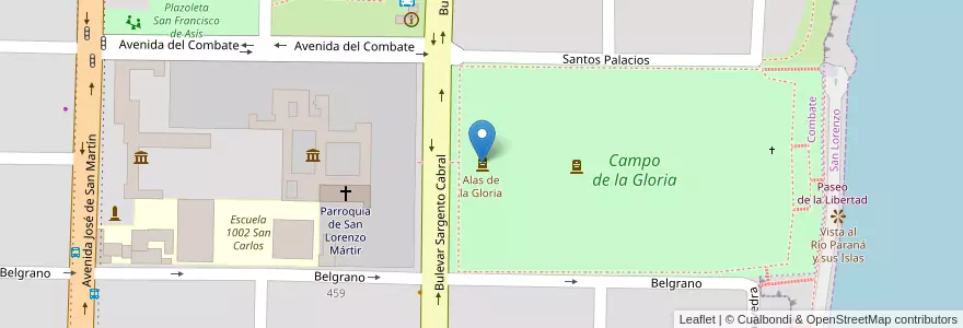 Mapa de ubicacion de Alas de la Gloria en 阿根廷, Santa Fe, Departamento San Lorenzo, Municipio De San Lorenzo, San Lorenzo.
