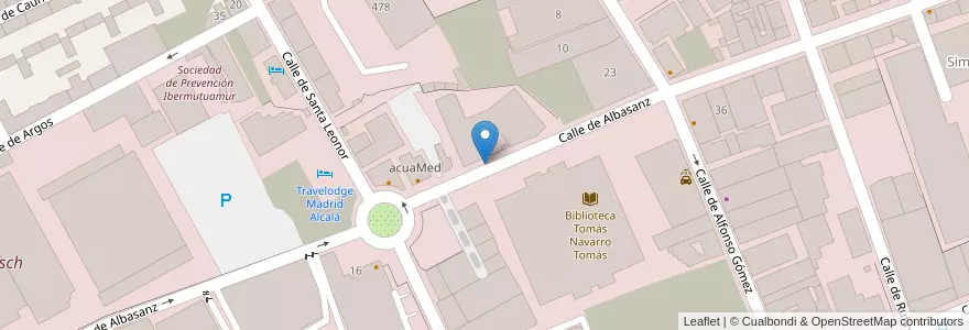 Mapa de ubicacion de ALBASANZ, CALLE, DE,15 en اسپانیا, بخش خودمختار مادرید, بخش خودمختار مادرید, Área Metropolitana De Madrid Y Corredor Del Henares, مادرید.
