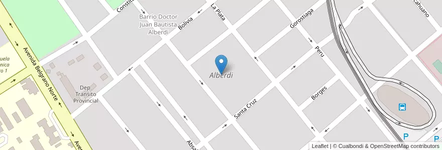 Mapa de ubicacion de Alberdi en アルゼンチン, サンティアゴ・デル・エステロ州, Departamento Capital, Santiago Del Estero.