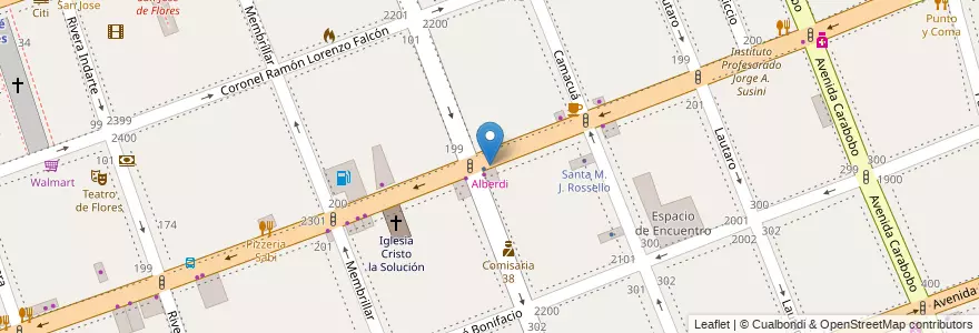 Mapa de ubicacion de Alberdi, Flores en Arjantin, Ciudad Autónoma De Buenos Aires, Comuna 7, Buenos Aires.
