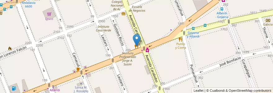 Mapa de ubicacion de Alberdi Minutas, Flores en Argentinien, Ciudad Autónoma De Buenos Aires, Comuna 7, Buenos Aires.