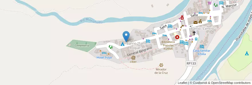 Mapa de ubicacion de Albergue Estudiantil Virgen del Rosario en 아르헨티나, Finca El Potrero, Salta, Departamento Iruya, Municipio Iruya.