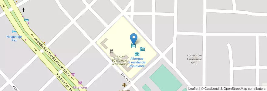 Mapa de ubicacion de Albergue o residencia estudiantil en Argentinië, Chaco, Departamento General Güemes, Municipio De Miraflores, Miraflores.