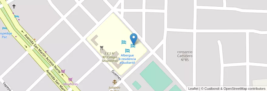 Mapa de ubicacion de Albergue o residencia estudiantil en 아르헨티나, Chaco, Departamento General Güemes, Municipio De Miraflores, Miraflores.