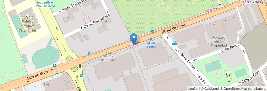 Mapa de ubicacion de ALCALA, CALLE, DE,S/N en Sepanyol, Comunidad De Madrid, Comunidad De Madrid, Área Metropolitana De Madrid Y Corredor Del Henares, Madrid.