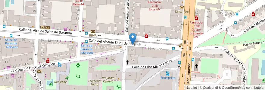 Mapa de ubicacion de ALCALDE SAINZ DE BARANDA, CALLE, DEL,52 en إسبانيا, منطقة مدريد, منطقة مدريد, Área Metropolitana De Madrid Y Corredor Del Henares, مدريد.