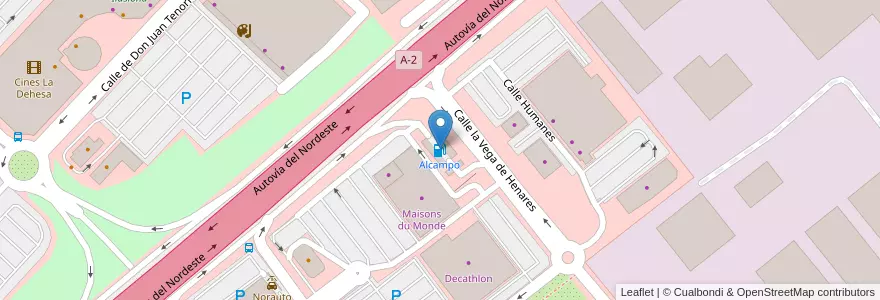 Mapa de ubicacion de Alcampo en Spagna, Comunidad De Madrid, Comunidad De Madrid, Área Metropolitana De Madrid Y Corredor Del Henares, Alcalá De Henares.