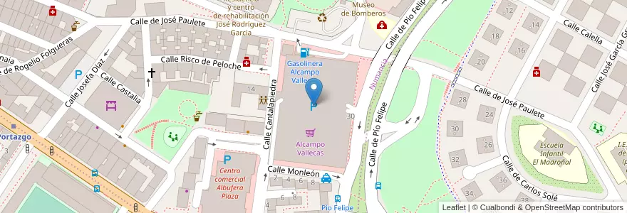 Mapa de ubicacion de Alcampo Vallecas en إسبانيا, منطقة مدريد, منطقة مدريد, Área Metropolitana De Madrid Y Corredor Del Henares, مدريد.
