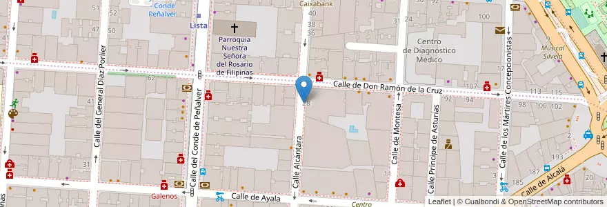 Mapa de ubicacion de ALCANTARA, CALLE, DE,27 en 스페인, Comunidad De Madrid, Comunidad De Madrid, Área Metropolitana De Madrid Y Corredor Del Henares, 마드리드.