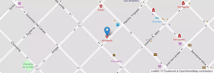 Mapa de ubicacion de Alcobedo en Argentinië, Buenos Aires, Partido De Pehuajó, Pehuajó.