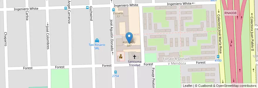 Mapa de ubicacion de Aldo Gido 347 en آرژانتین, سانتافه, Departamento Rosario, Municipio De Rosario, تسبیح.