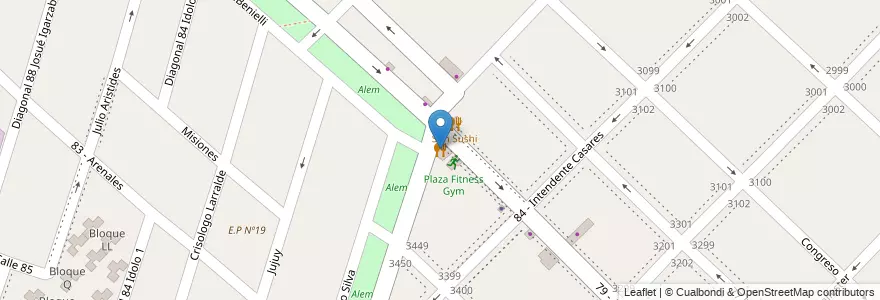 Mapa de ubicacion de Alem Pizza & Cafe en الأرجنتين, بوينس آيرس, Partido De General San Martín, Villa Ballester.