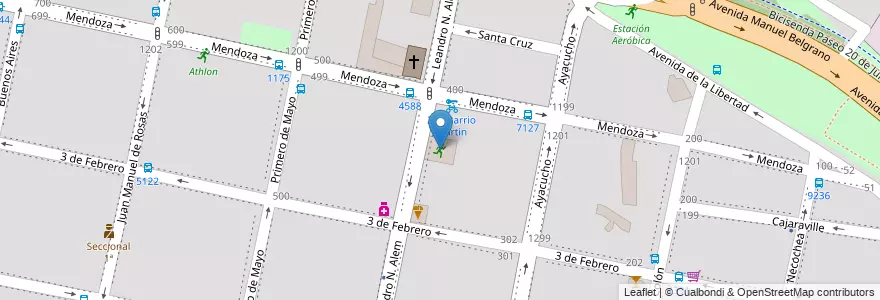 Mapa de ubicacion de Alem Walken Club en アルゼンチン, サンタフェ州, Departamento Rosario, Municipio De Rosario, ロサリオ.
