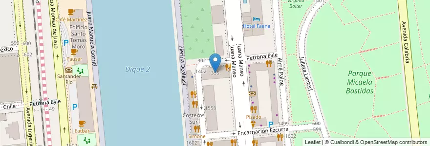 Mapa de ubicacion de Aleph Residences, Puerto Madero en 아르헨티나, Ciudad Autónoma De Buenos Aires, Comuna 1, 부에노스아이레스.