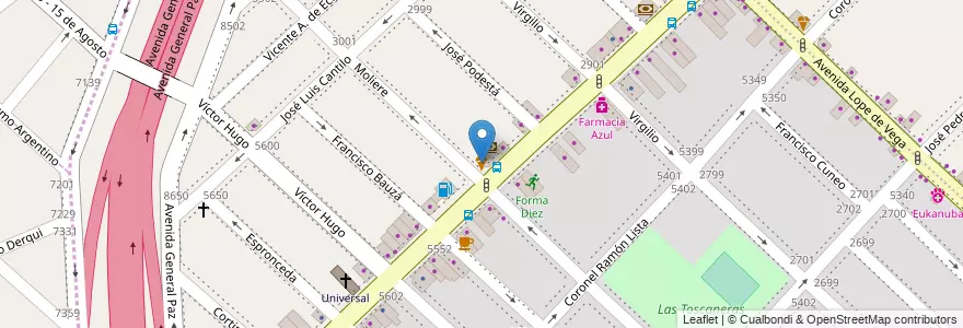 Mapa de ubicacion de Alessandro, Villa Real en 아르헨티나, 부에노스아이레스주, Comuna 10, Partido De Tres De Febrero.